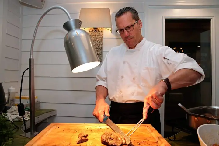 Chef at the carving station, evening service
